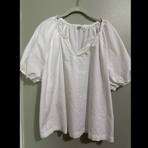 Old Navy White Puff Sleeve Blouse Relaxed Fit